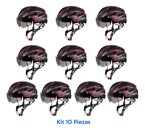 Kit 10 Cascos Ciclismo Con Lentes Imantados Fon400b Freeon
