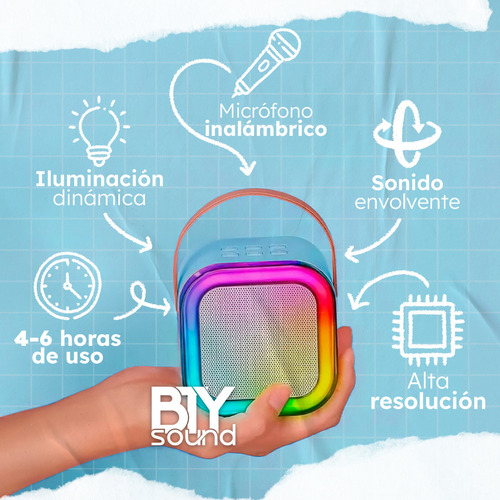 Mini Bocina Bluetooth Karaoke Con Micrófono Y Radio Color