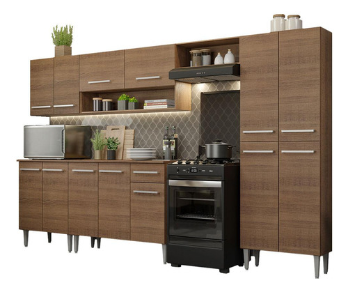 Mueble De Cocina Integral Madesa Emilly 293cm Marrón 01