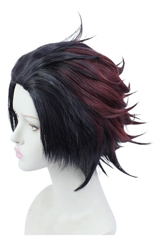 Demon Slayer Kamado Tanjirou Cosplay Peluca Corto Pelo 35cm