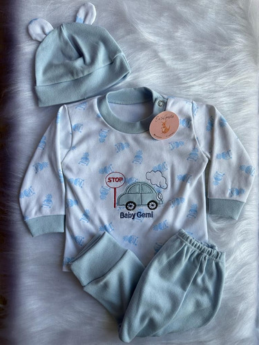 Set Bebe 3 Piezas Algodon Remera+pantalon+gorro