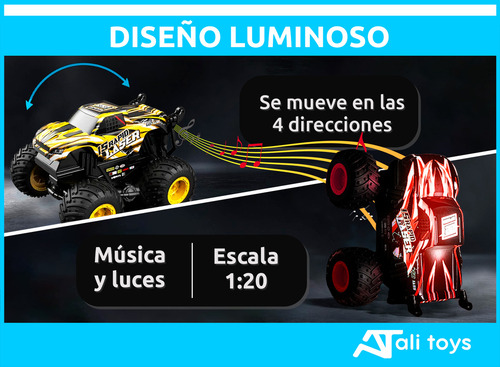 Auto Camioneta Control Remoto Batería Usb Sonido Luz 1:20 Color Amarillo