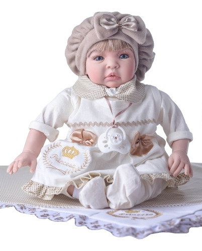 Boneca Bebê Reborn Menina Loira Princesa Com 20 Acessórios