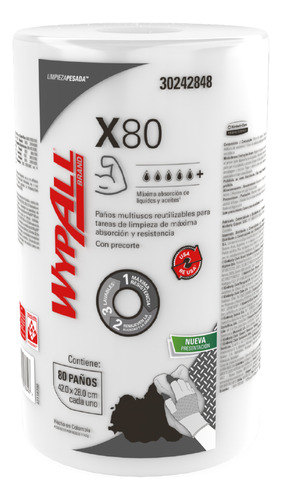 Paños De Limpieza Wypall® X80 Rollo Regular Liso 80 Paños