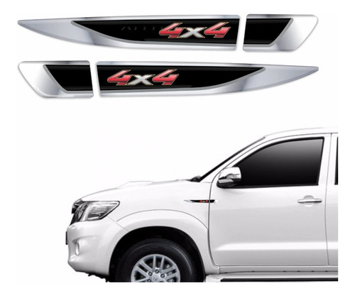 Par Emblemas Laterais Paralama Porta Toyota Hilux 4x4 Res09