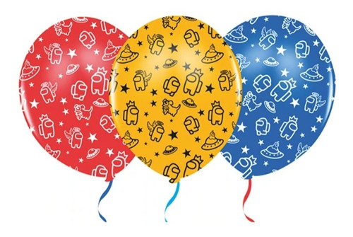 12 Globos Amongs Us Cotillón Cumpleaños 