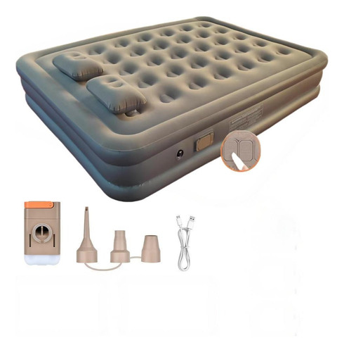 Colchón Inflable Eléctrico Queen 2 Plazas Bomba Recargable