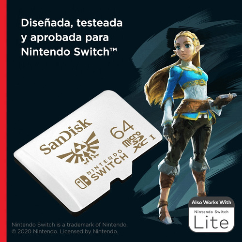 Imagen 2 de 6 de Micro Sd 64gb Sandisk Memoria Oficial Nintendo Switch