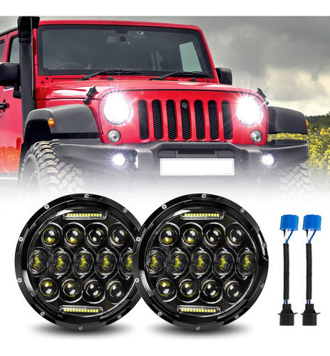 Faros Delanteros Led Para Jeep Wrangler, 7 Pulgadas, 75 W, F