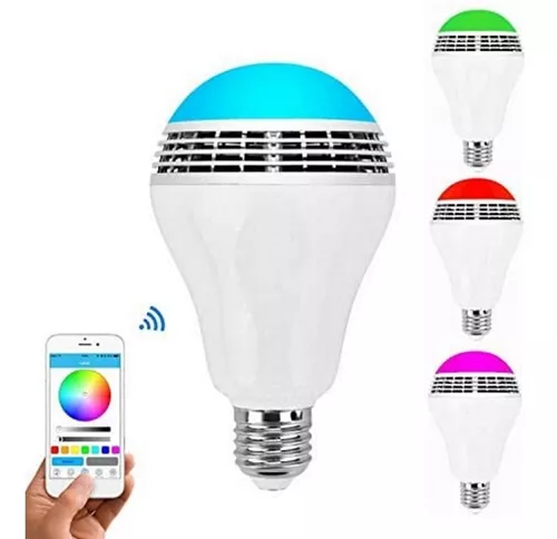 Yosoo - Bombilla LED inalámbrica con altavoz (RGB E27, 12 W