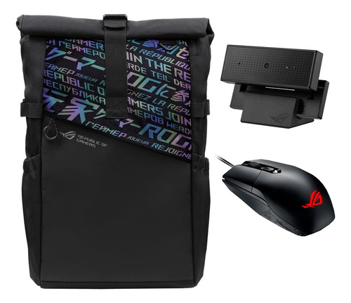 Mochila Asus Rog Strix + Mouse Y Camara Full Hd Originales