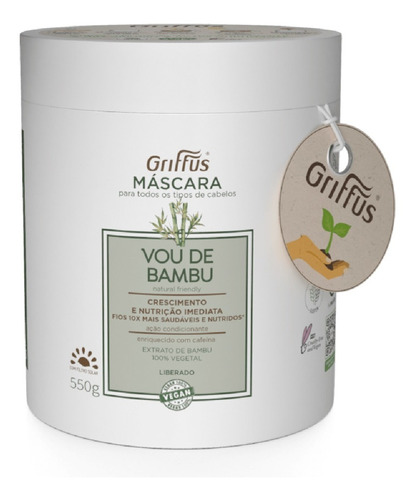 Mascara De Hidratação Griffus Vou De Bambu Vegan 550g