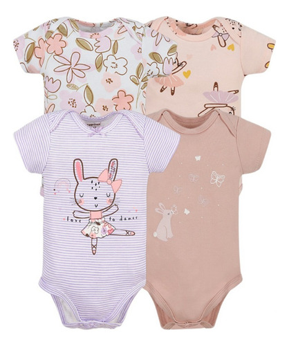 Set De 4 Bodies Manga Corta Ropa Bebe Niño Niña