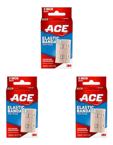 Ace Vendaje Elástico De 3 Pulgadas Con Clips,