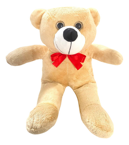 Urso De Pelúcia Antialérgico Teddy 50cm Com Laço Vermelho
