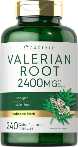 Raíz Valeriana 2400mg Carlyle 240 Capsulas Valerian Root Sabor ND