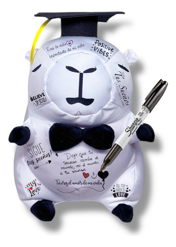 Peluche Capibara Graduado Para Firmar Dedicatorias