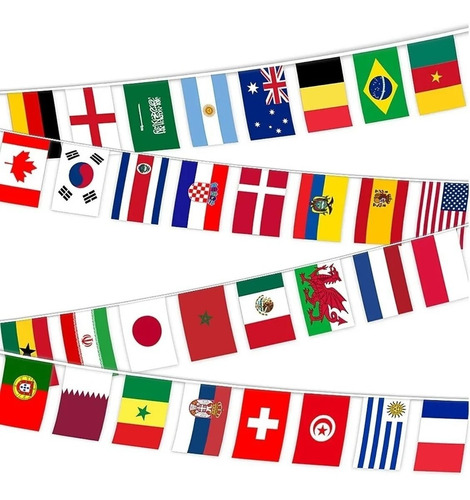 Imagen 1 de 10 de 100 Banderas De Países Del Mundo 25 Metros Banderines