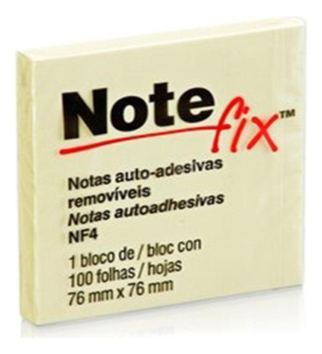 Bloco de Notas Auto-Adesivas Removíveis Amarelo Note Fix 3M 76mmx76mm 100 notas