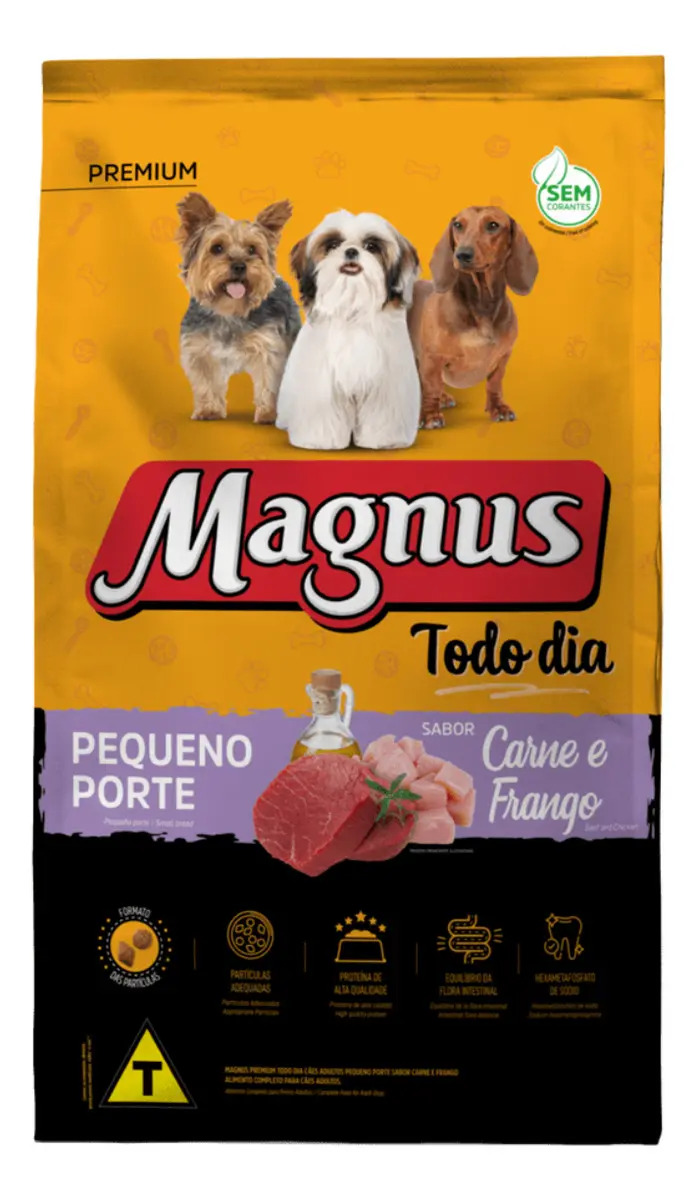 Ração Seca Magnus para Cães Adultos Raças Pequenas Carne e Frango 3kg