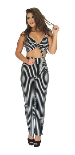 Imagem 1 de 4 de Conjunto Cropped E Calça Macacão Falso Ref: 786