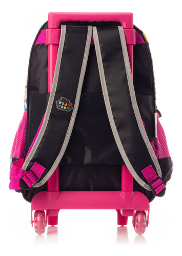 Mochila Con Ruedas Escolar Tsum Tsum Lentejuela Color Negro
