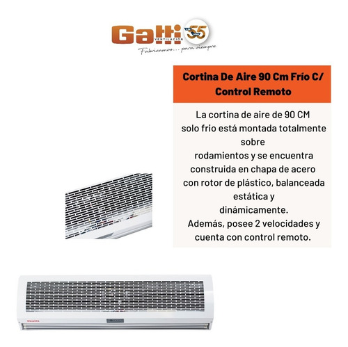 Imagen 5 de 10 de Cortina De Aire 90 Cm Frío Solo C/ Control Remoto