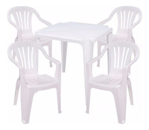 Kit Mesa Plastica Para Truco Com Quatro Cadeiras Branca Mor 