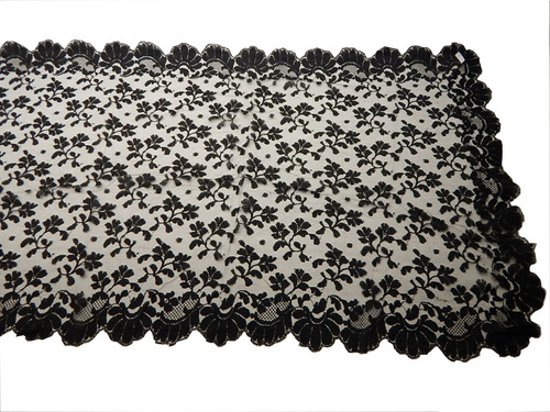 Antigua Mantilla De Encaje Negro Ancho: 60 Cm Largo: 180 Cm