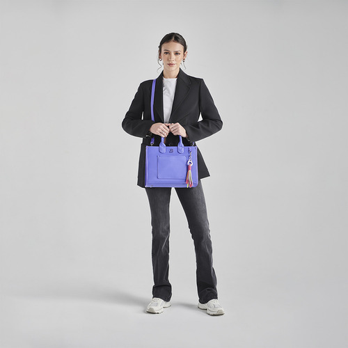 Bolsa Satchel Barbie Gorett Gia Br25038-u Color Morado Correa De Hombro Morado Diseño De La Tela Lisa