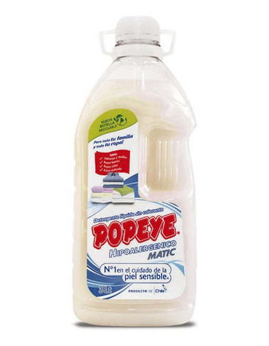 Popeye Hipoalergénico Matic Detergente Liquido 3 L