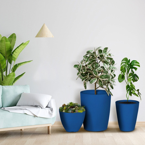 Kit 3 Vaso Polietileno Variados Planta Decoração Jardim Cd40 Cor Vermelho