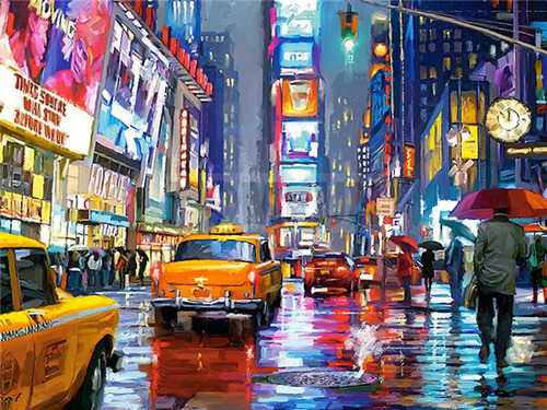 Kit Pintura O Bordado Por Diamante New York 30x40 Cm