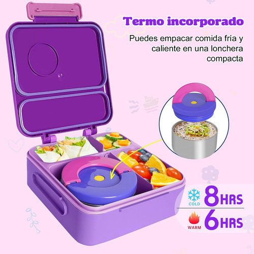 A Bento Box Para Niños, Azul, 4 Compartimentos, Aislado