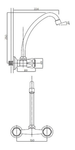 Imagen 2 de 2 de Combinación Lavaplatos 6 Llave Grifo De Fregadero Metal