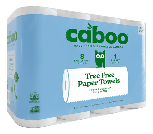 Caboo Toallas De Papel De Bambu Sin Arboles, 8 Rollos, Toall