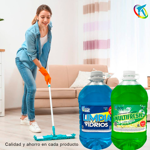Limpiador Tipo Fabuloso Lima Limon 5lt + Limpia Vidrios 5lt
