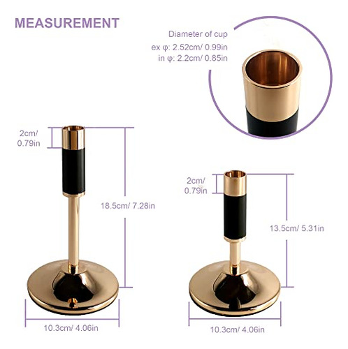 Juego De 2 Candelabros Dorados Con Detalles Negros Para Vel