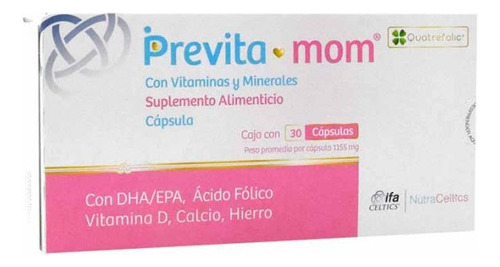 Suplemento Alimenticio Previta Mom Vitaminas Y Minerales 30u Sabor Sin Sabor