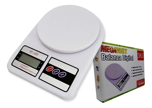 Balanza Digital Plana 3kg-5kg Sensible 1gr Sf400 Sukra Capacidad Máxima 5 Kg Color Blanco