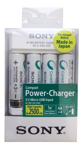 Cargador Sony Con 4 Pilas Aa De 2500mah Recargable Sony