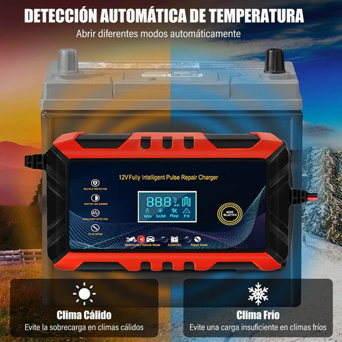 Imagen 5 de 10 de Cargador Inteligente Para Baterias 12v 6a De Auto Moto