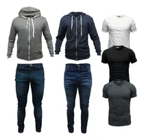 Comprar Camperas Hombre + Dos Jeans Elastizados + Tres Remeras Lisas