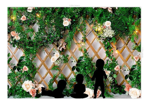 Fundo Fotográfico Newborn Treliça Floral 2,2x1,5m - Fdm-03 Desenho impresso Horizontal