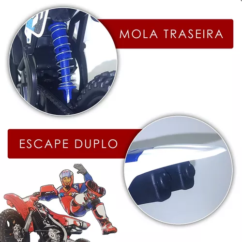 Moto De Brinquedo Motocross Trilha Suspensão Corrida Grande vermelha