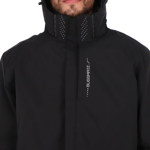Chamarra Para Hombre Lisa Rompevientos Negra Con Gorro Moda