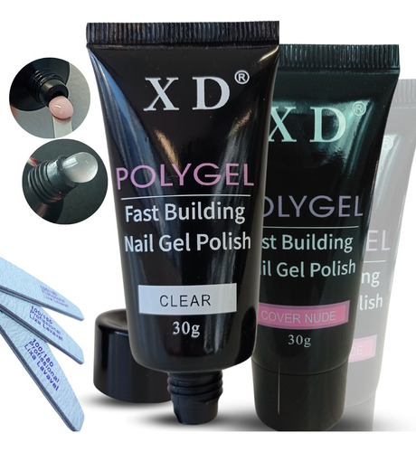 Kit Polygel Poligel Reposição E 2 Gels + Lixa Banana