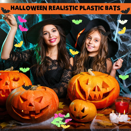120 Piezas De Murciélagos De Plástico En 3d For Halloween,