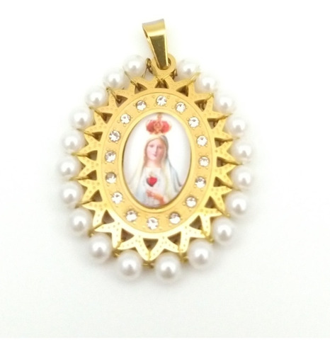Medalla Fatima Perlas Dorada