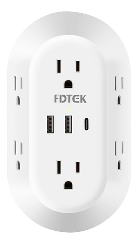 Fdtek - Cargador De Pared Usb, Protector De Sobretensión, 6